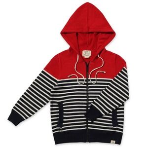 NWT Me & Henry Knit Zip Hoodie Hooded Sweater Zip-Up Full-Zip Striped (Sagamore)